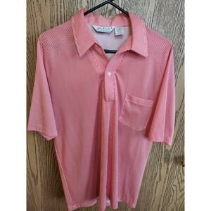 Vintage Lilly Dache Polo Shirt Mens L Red Striped Casual Golf Rugby Made in US